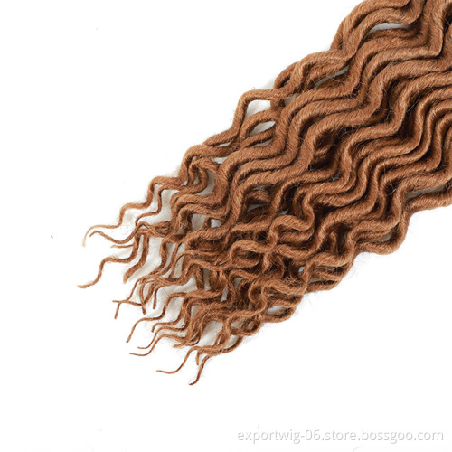 Bohemian 18 inch Goddess Faux locs Curly Crochet Braids Synthetic Braiding Hair Extensions Ombre Crochet Hair